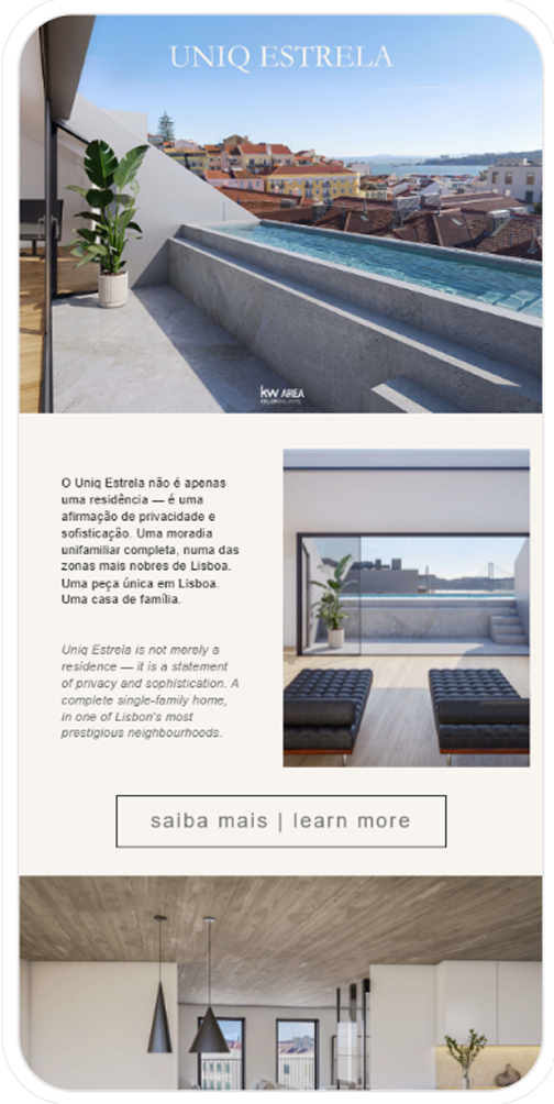 Uniq Estrela newsletter rendered on mobile